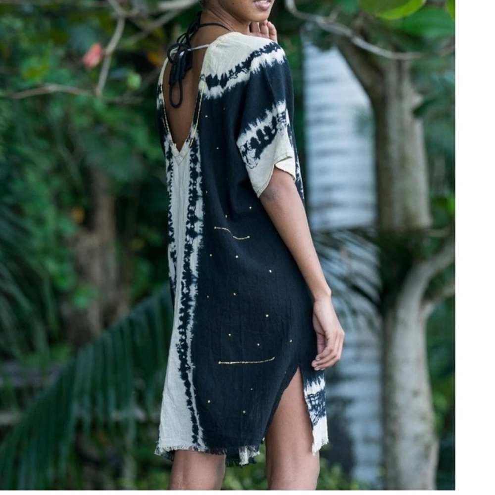 Natural Life Sayulita Kaftan Dress Bohemian Tie Dye Heart Beach Cotton One Size - Picture 3 of 13
